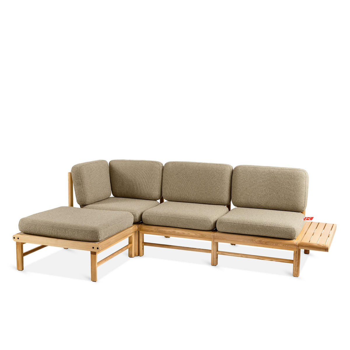 LOUNGESOFA ATREDA links - Beige, Holz/Textil (245/74/150cm) - KONSIMO®