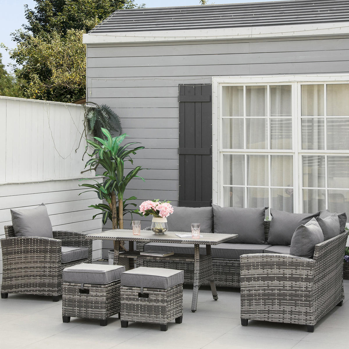 GARTENMÖBEL Set, Verzinkter Stahl, Grau - Grau, Metall - Outsunny