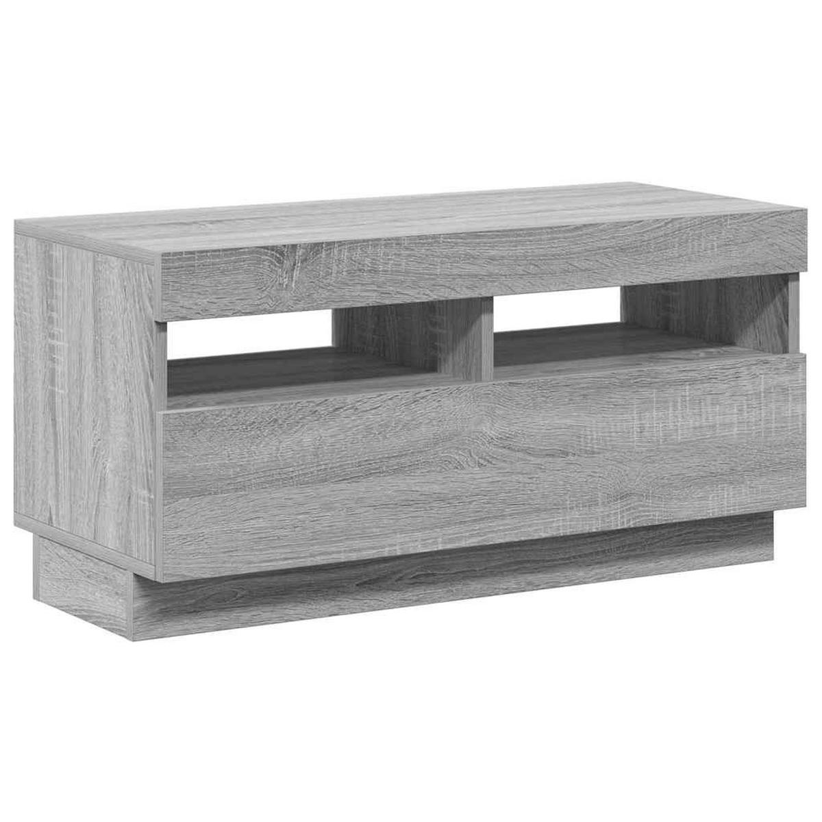 LOWBOARD mit Led-Leuchten 80/35/40 cm aus Holzwerkstoff in Grau Sonoma Dekor - Silbereichenfarben, Holz (80/40/35cm) - vidaXL