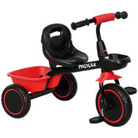 DREIRAD DE-18548 2 Körbe & Sicherheitsgurt Rot/Schwarz - Rot, Kunststoff (80/48/63cm) - ComfortXL