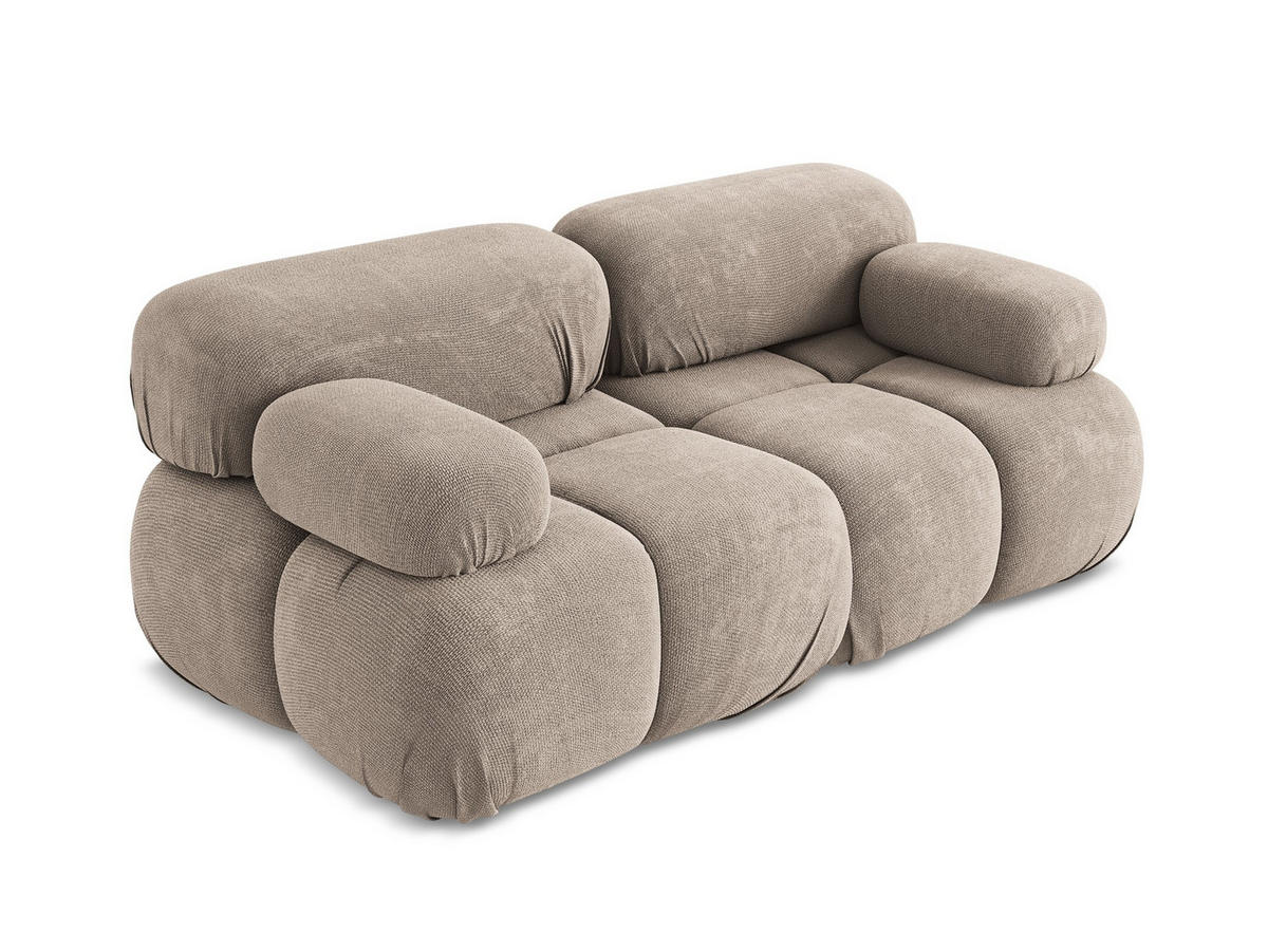 2-SITZER-SOFA Chenille Stoff Beige - Beige/Schwarz, Kunststoff/Textil (190/70/96cm) - Makamii