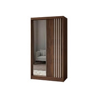 SCHWEBETÜRENSCHRANK Neli 120 cm mit Lamellen und Spiegel 2-türig, Nuss Warmia, Lamelle weiß - Dunkelbraun/Weiß, Kunststoff (120/216/61cm) - Margaret Hadas24