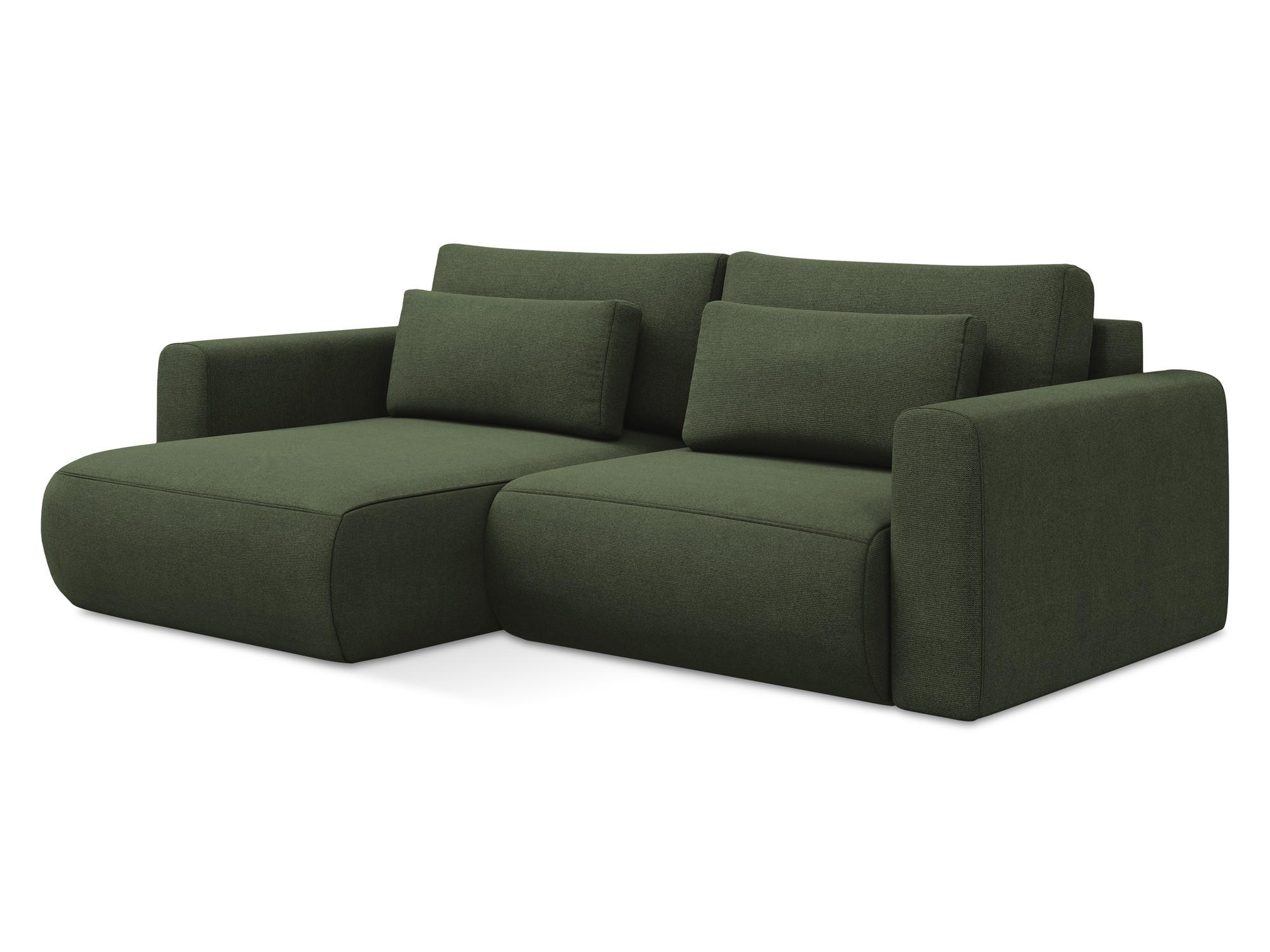 ECKSOFA mit Schlaffunktion Strukturstoff Stoff Grün - Schwarz/Olivgrün, Kunststoff/Textil (149/240cm) - Makamii
