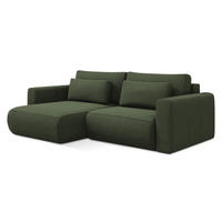 ECKSOFA mit Schlaffunktion Strukturstoff Stoff Grün - Schwarz/Olivgrün, Kunststoff/Textil (149/240cm) - Makamii