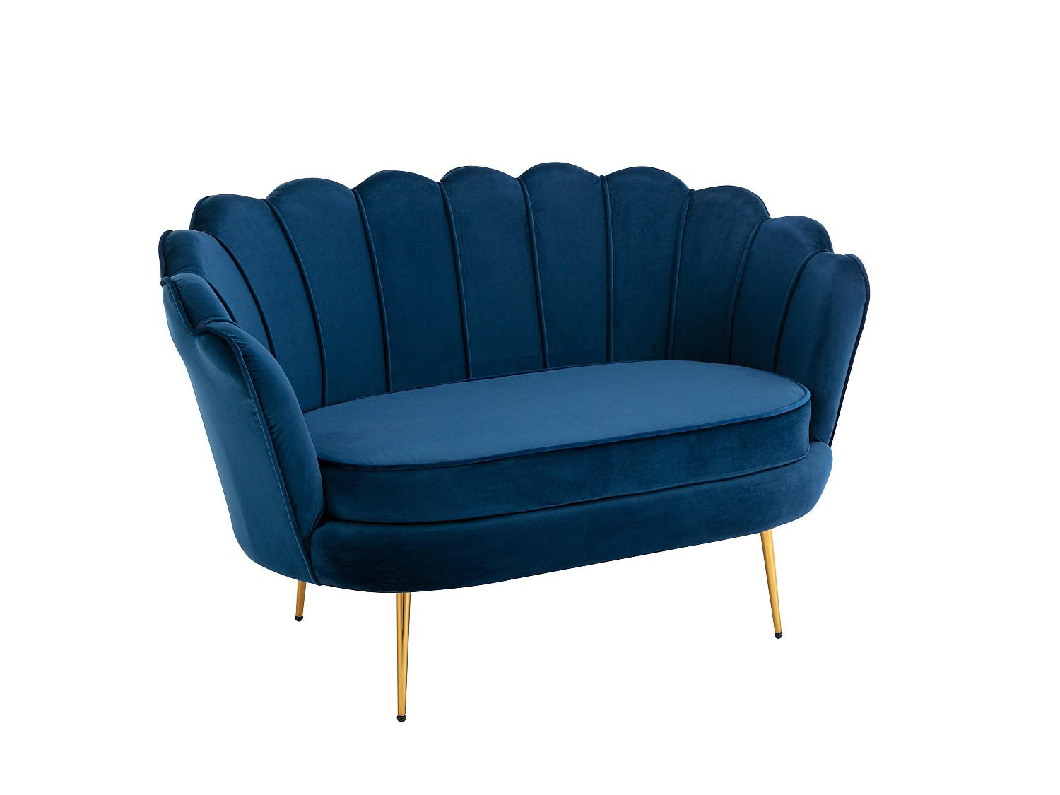 SOFA ohne Schlafmöglichkeit - -Sitzer - Samt, Stoff - Marineblau - - Dunkelblau, Textil (124/78/73cm) - Vente-Unique