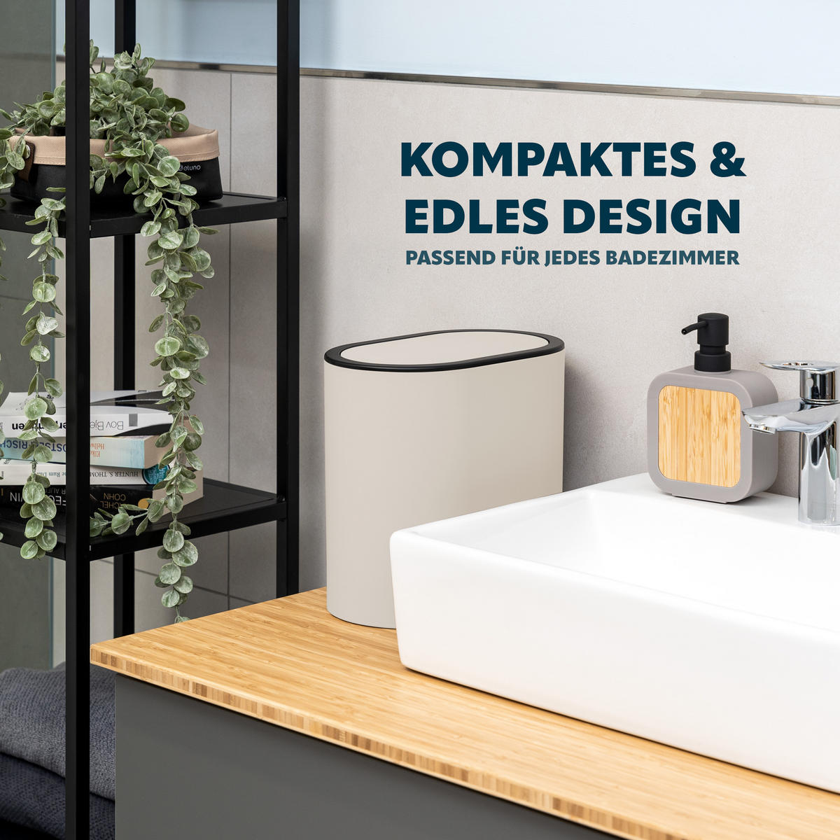 KOSMETIKEIMER 6 Liter, beige - Beige, Kunststoff (25.5/24.5/16.5cm) - eluno