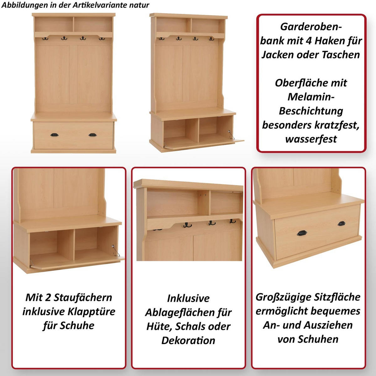 GARDEROBE Beige - Beige, Holz (100/163/47cm) - MCW