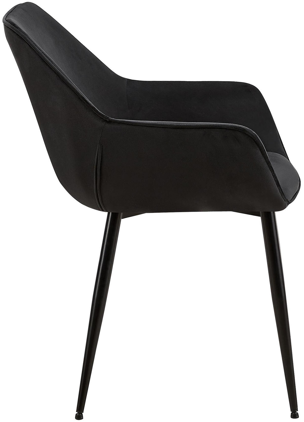 ARMLEHNENSTUHL Samt Schwarz - Schwarz, Textil/Metall (52/82/63cm) - CLP