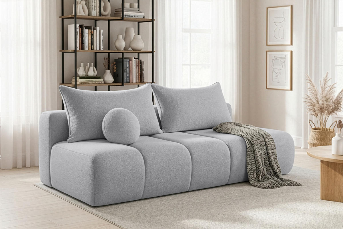 SCHLAFSOFA Milla mit Bettkasten, Hellgrau 205/97/85 cm - Hellgrau, Textil/Metall (205/97/85cm) - WFL GROUP