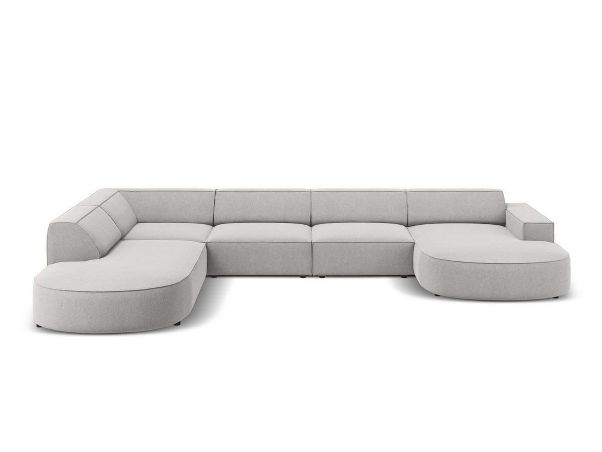 PANORAMASOFA links Jodie aus strukturiertem Stoff hellgrau 7 Sitzplätze - Hellgrau, Textil (262/70/364cm) - Micadoni