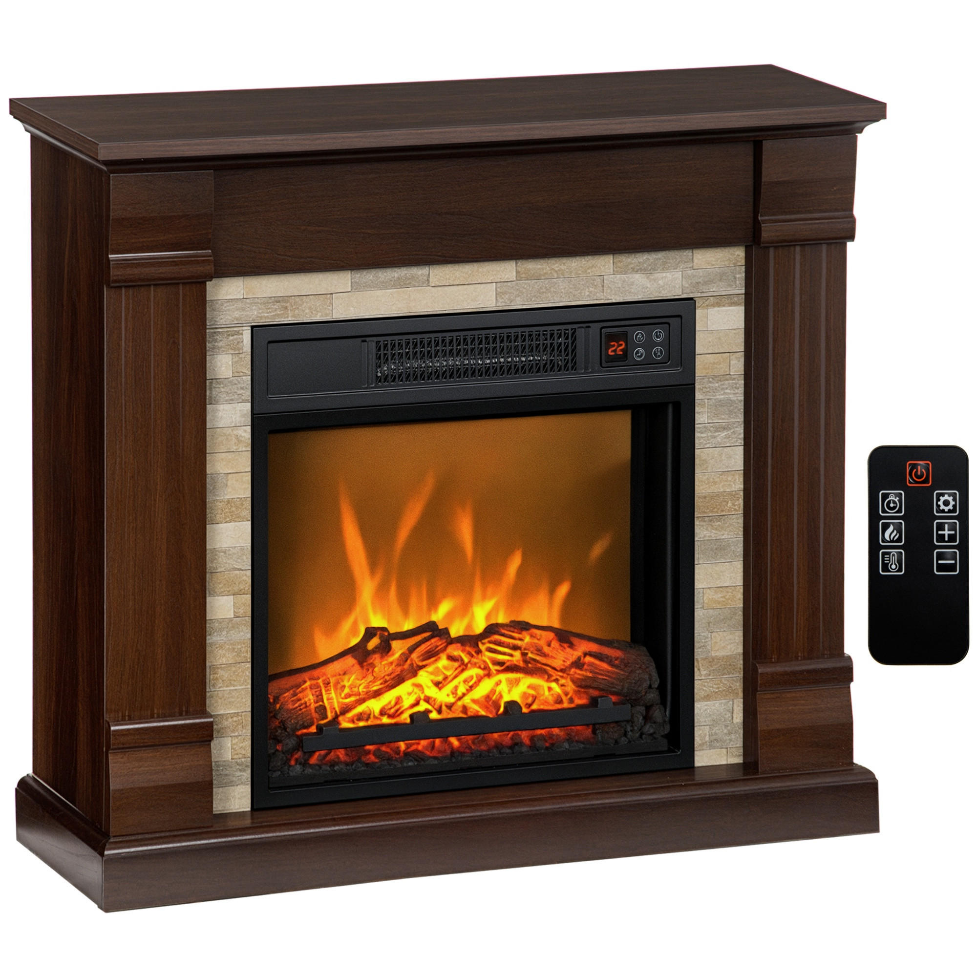 ELEKTROKAMIN DE-17056 1800 W mit 3D-Flamme & Regal Braun - Braun, Metall (80/67.8/21.6cm) - ComfortXL