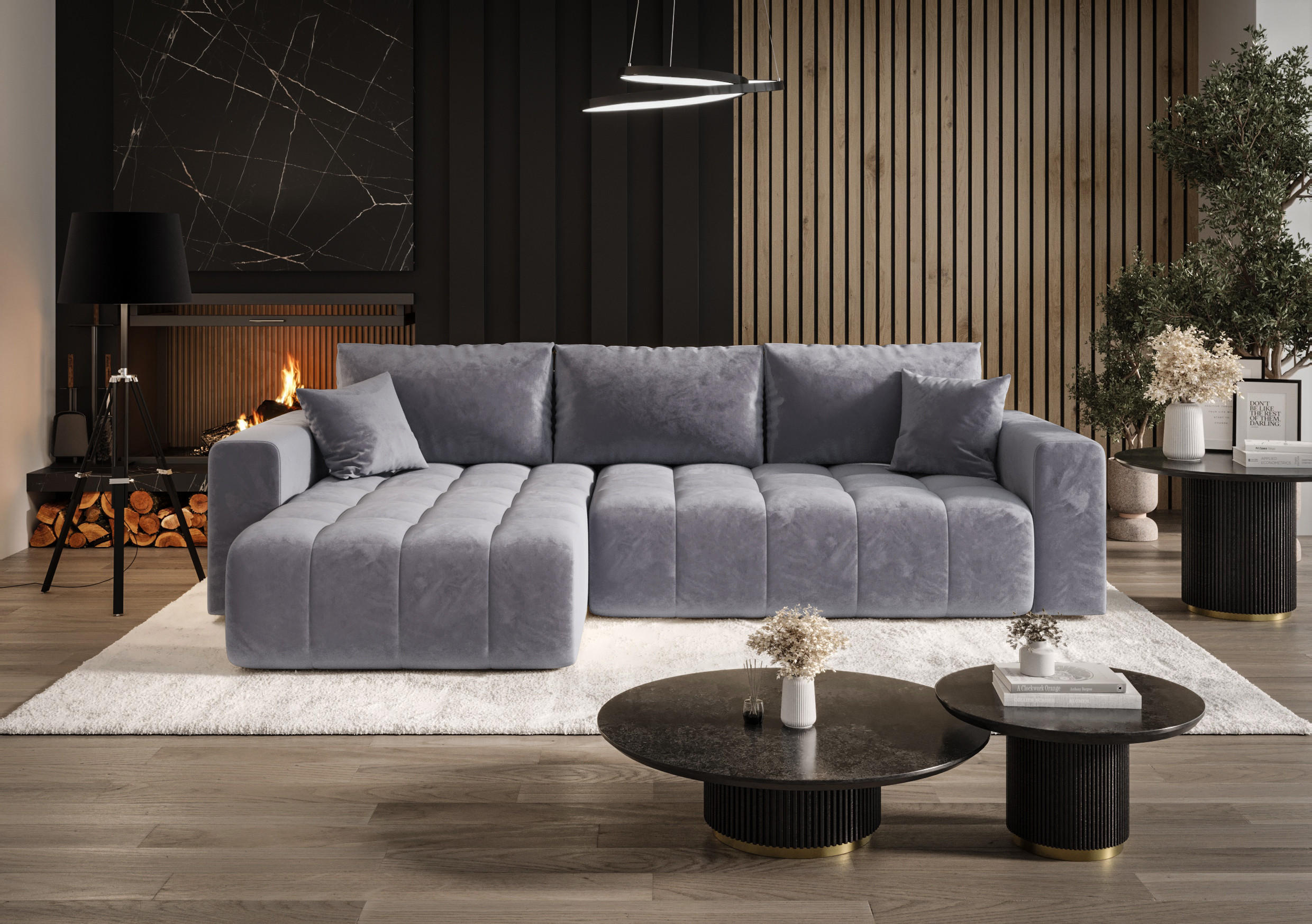 ECKSOFA mit Schlaffunktion MILO L Monolith 70 Links - Hellgrau, Textil (280/175cm) - Bedante