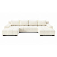 WOHNLANDSCHAFT OVIA U mit Bettkasten und Schlaffunktion, Bouclé-Stoff in U-Form - Beige, Textil (350/80/185cm)