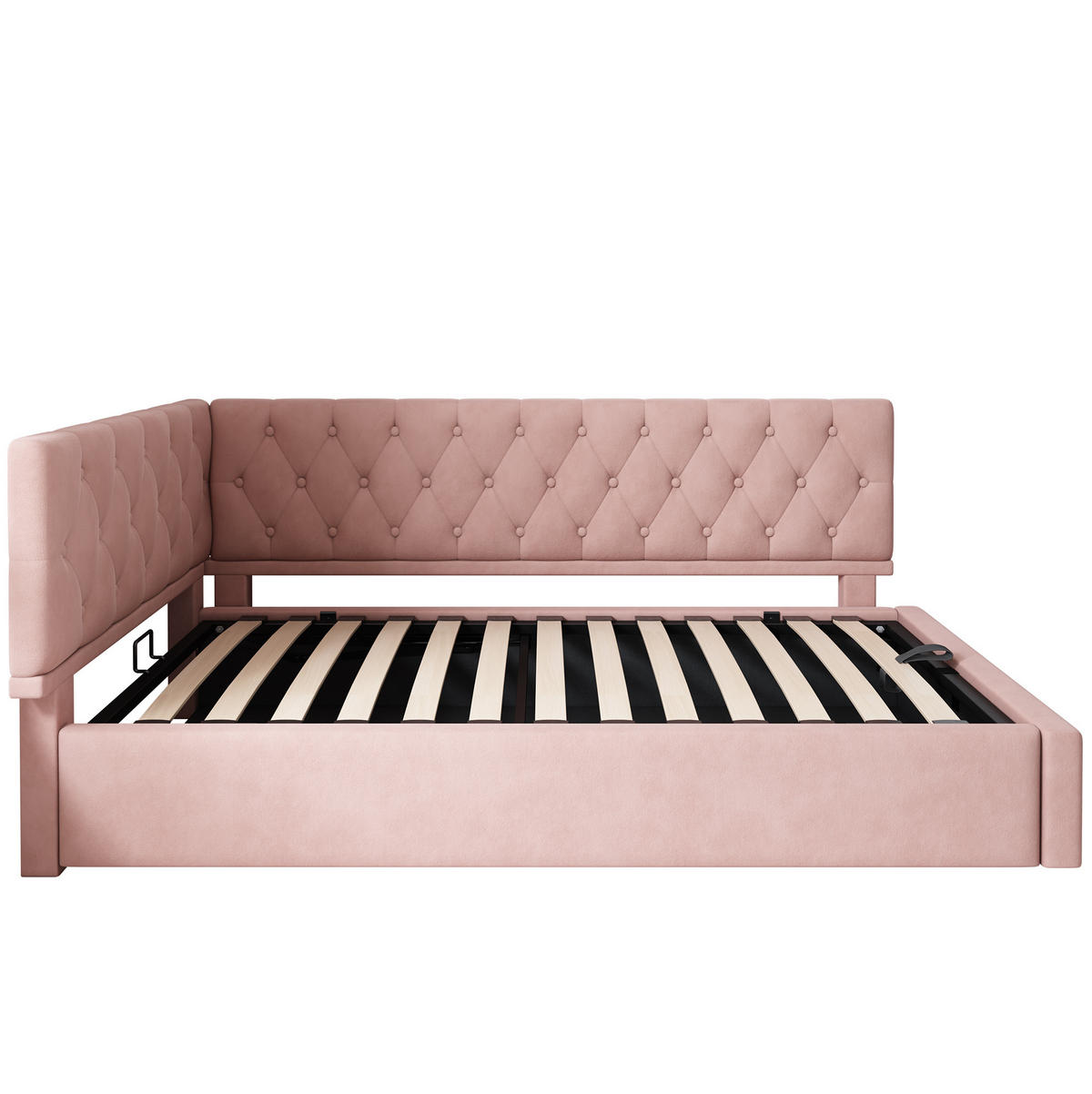 POLSTERBETT 90/190 cm Rosa aus Samt mit Bettkasten - Rosa, Textil (90/190cm) - OKMYHOME