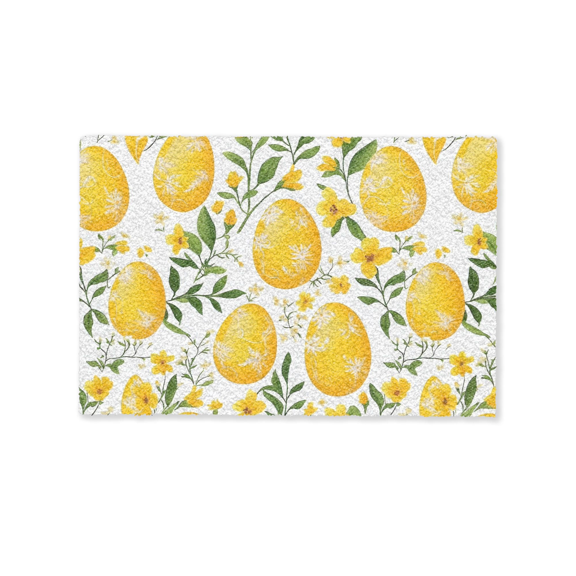 FUSSMATTE Blumen - Ostereier - Gelb 90x60 cm - Gelb, Kunststoff (60/90cm) - MuchoWow