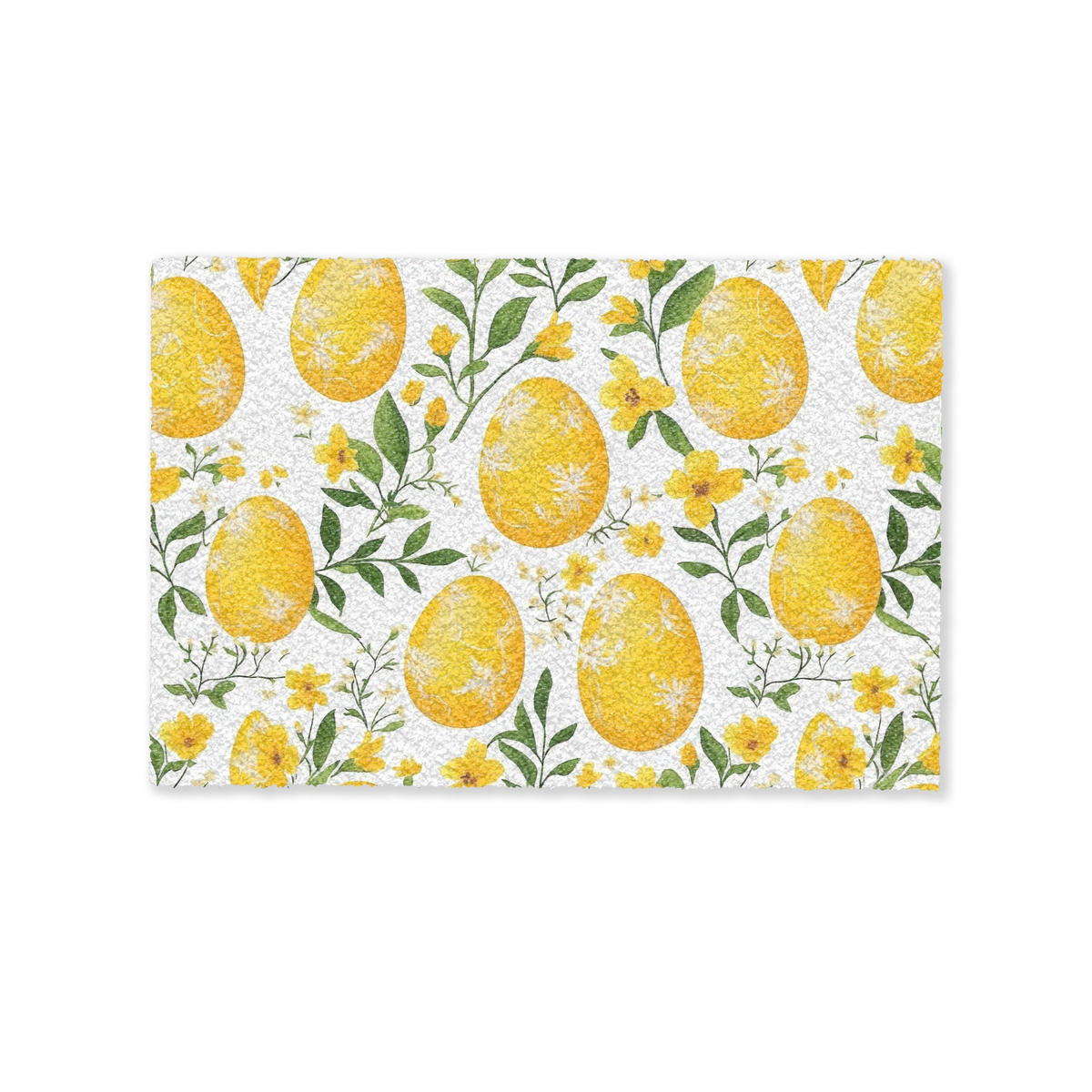 FUSSMATTE Blumen - Ostereier - Gelb 90x60 cm - Gelb, Kunststoff (60/90cm) - MuchoWow