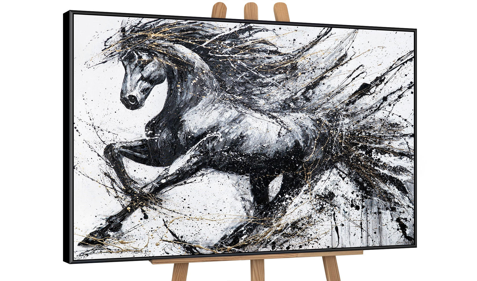 GEMÄLDE Energie der Geschwindigkeit Schattenfugenrahmen Schwarz 140x100 cm - Schwarz, Holz (140/100cm) - YS-art gallery