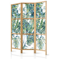 PARAVENT Japanischer 3-tlg 135x172 cm Tropische Bl tter - Grün, Holzwerkstoff/Textil (135/172/172cm) - Muralo