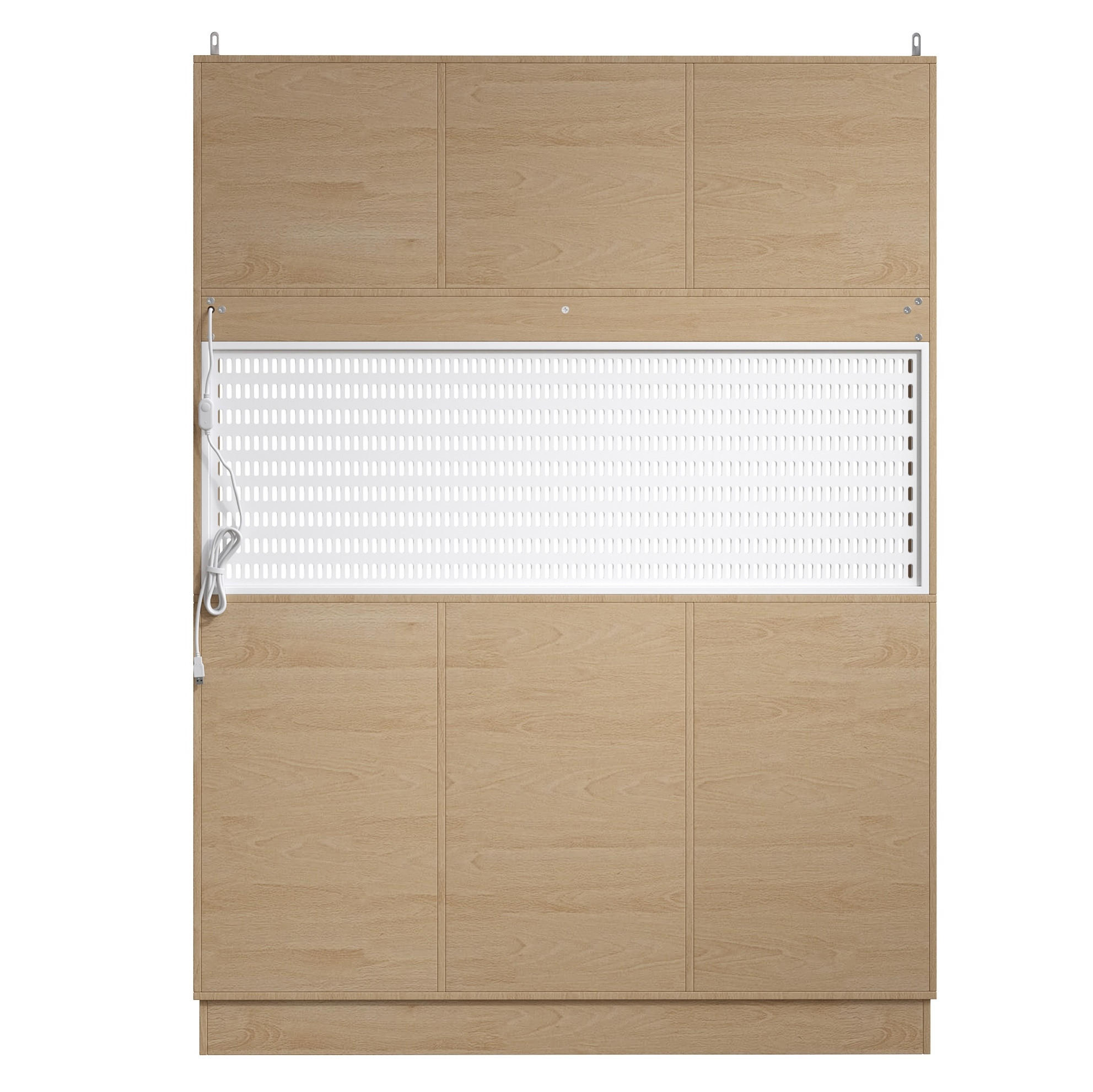 Redom KUCHYŇSKÁ vysoká skříň 140/40/185,7 cm s LED osvětlením, stojanem na sklenice a nastavitelnými policemi, Bílá