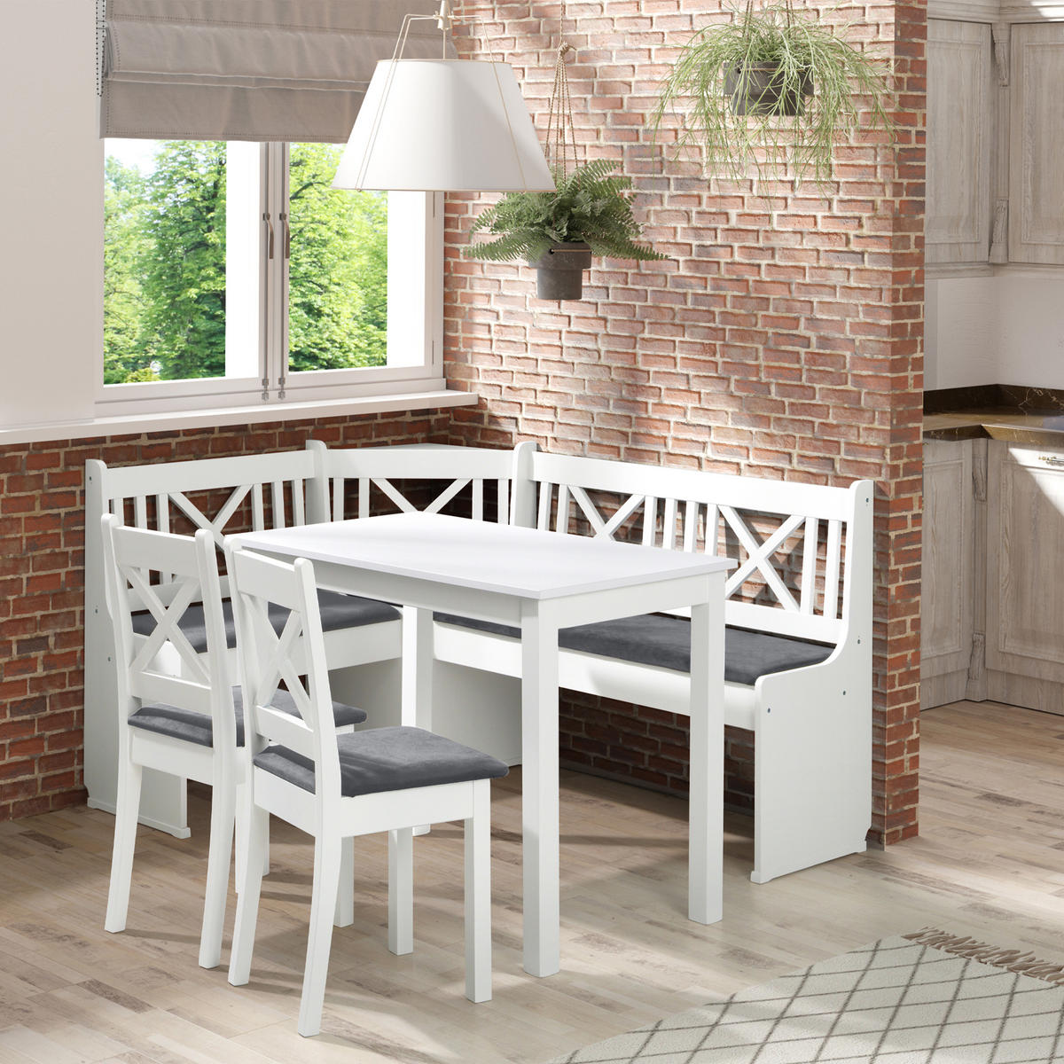 ECKBANKGRUPPE Küchenbank CULIO, Sitzgruppe - Grau, Holz (157/117/87cm) - KONSIMO®