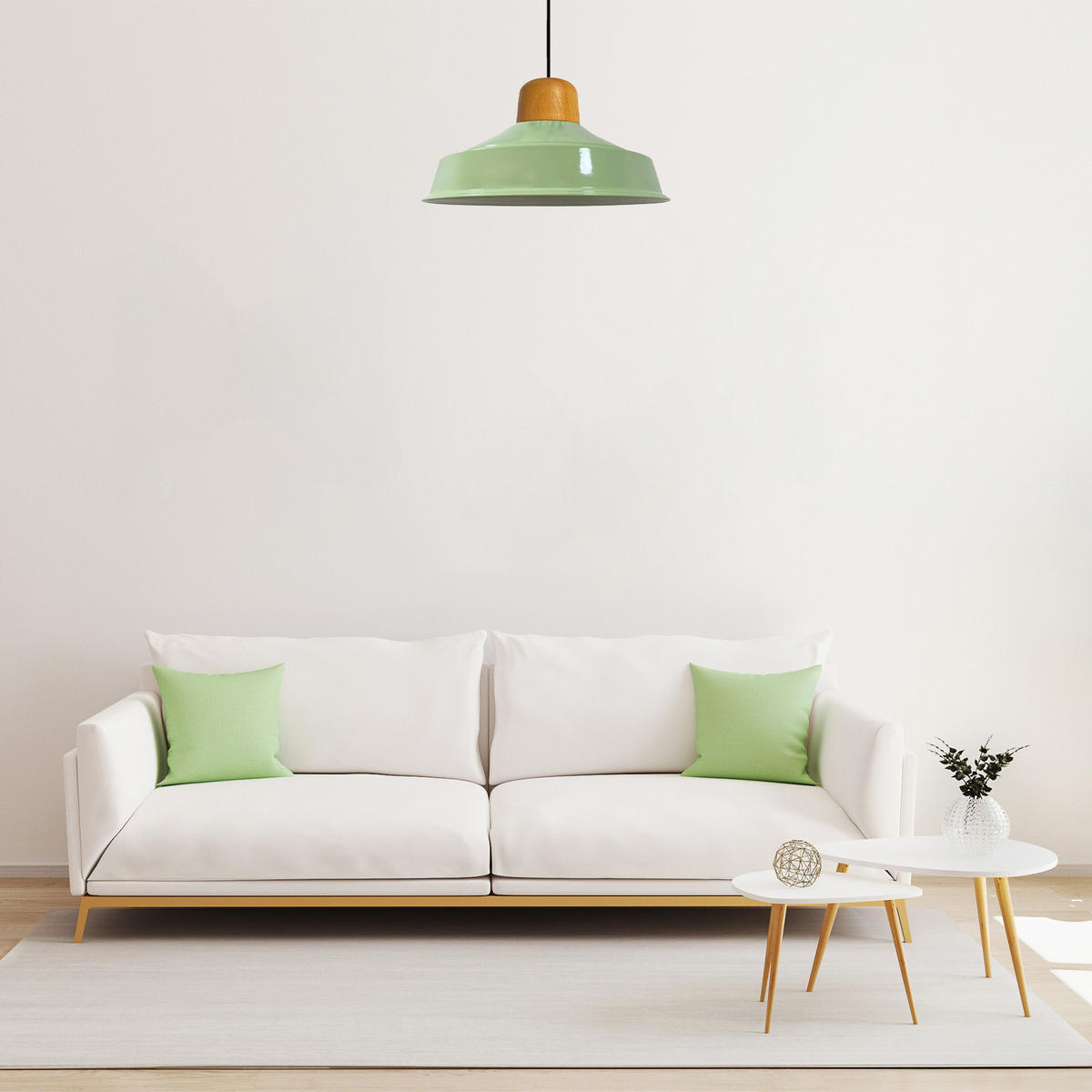 PENDELLEUCHTE Asletl 40/20 cm - Mintgrün, Holz/Metall (40/20cm) - Bamyum