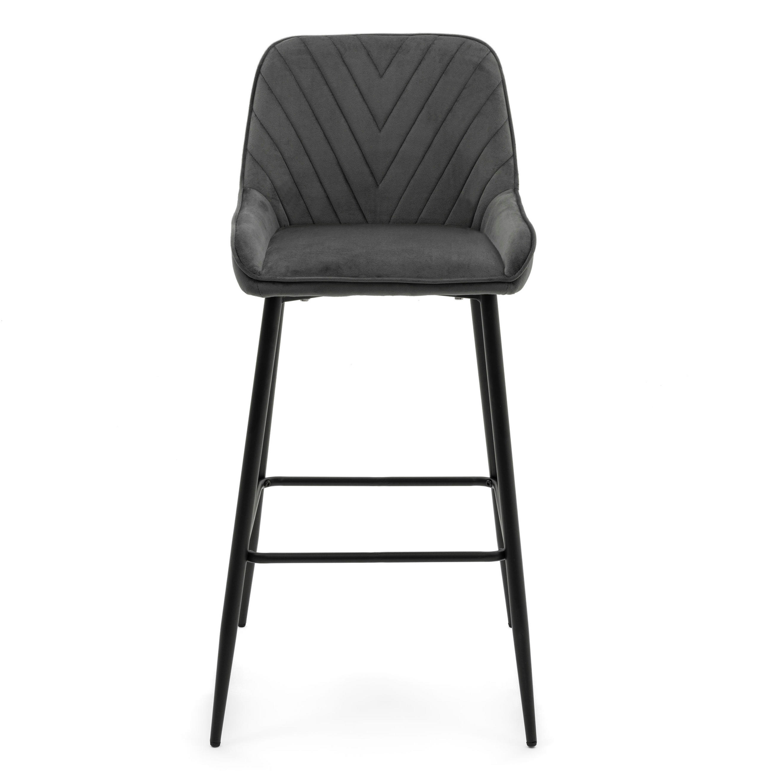 BARHOCKER VASTO gepolstert mit Steppung - grau - Samt Velours - Schwarz/Grau, Metall (50/102/55cm) - NEW HOME