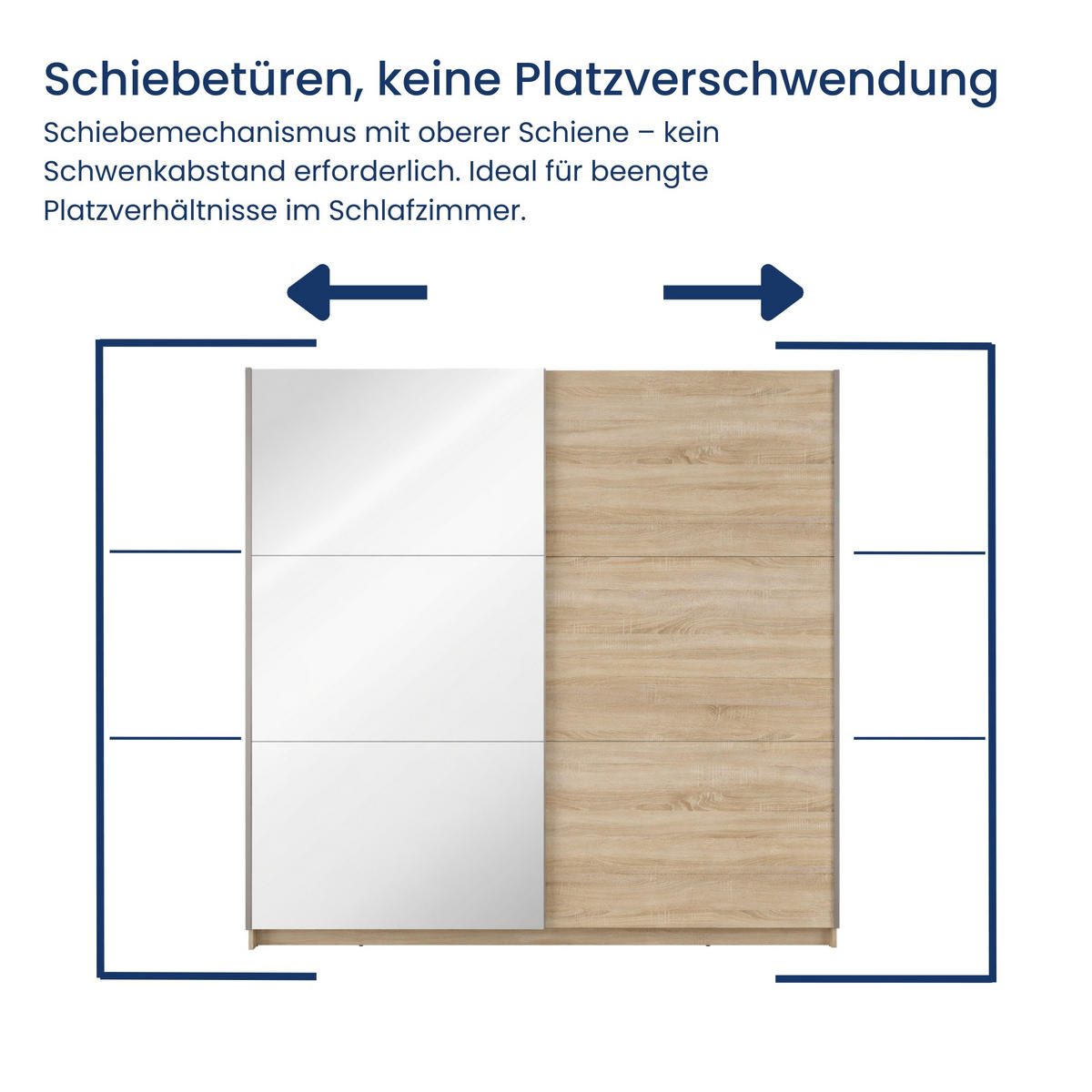 SCHWEBETÜRENSCHRANK 2-Türen mit Spiegel in Sonoma - Sonoma Eiche, Holzwerkstoff (60/207/200.6cm) - Home Collective