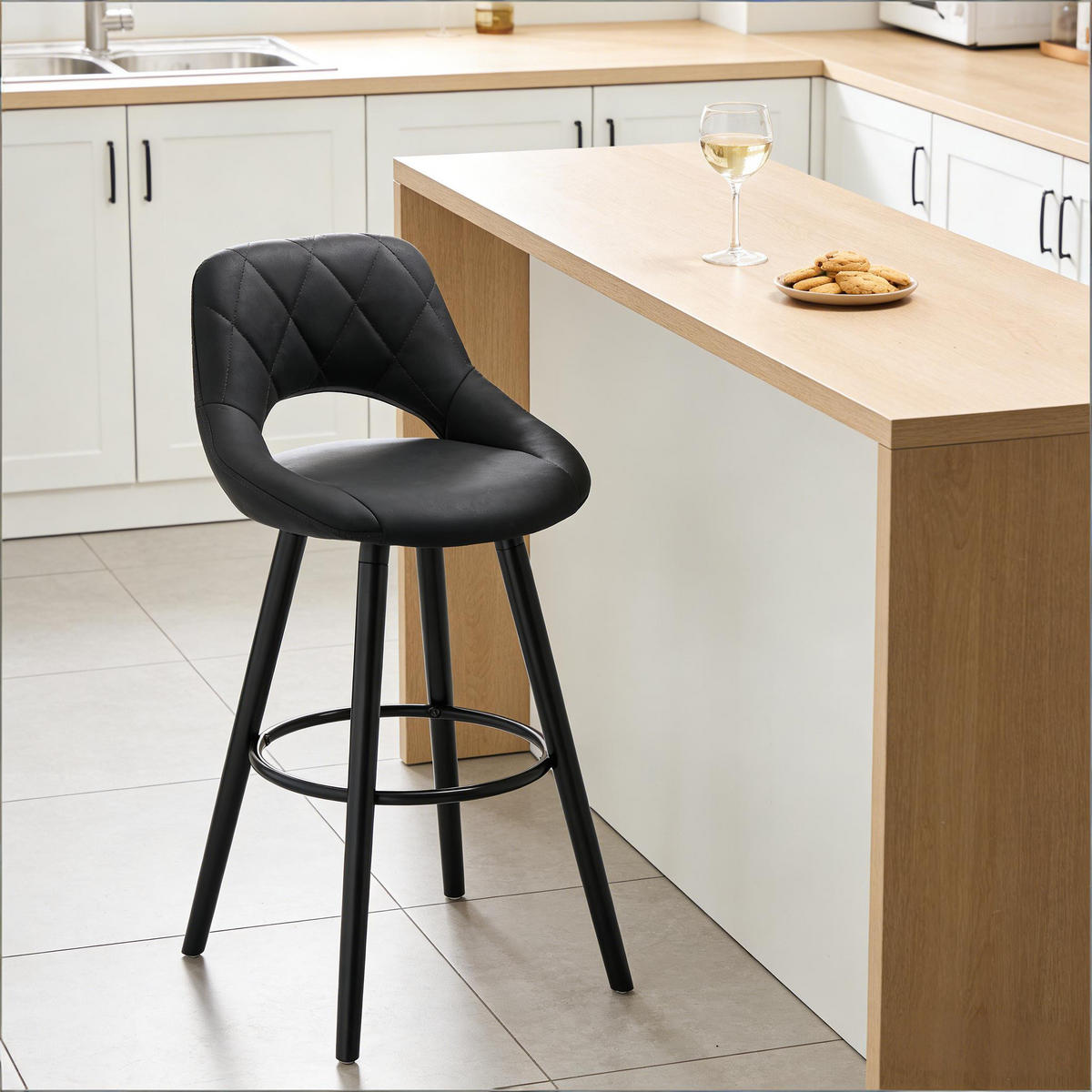 BARHOCKER 1er-Set Anthrazit mit Rückenlehne und Holzbeinen - Anthrazit, Holz (43/70/40cm) - PANGIVO
