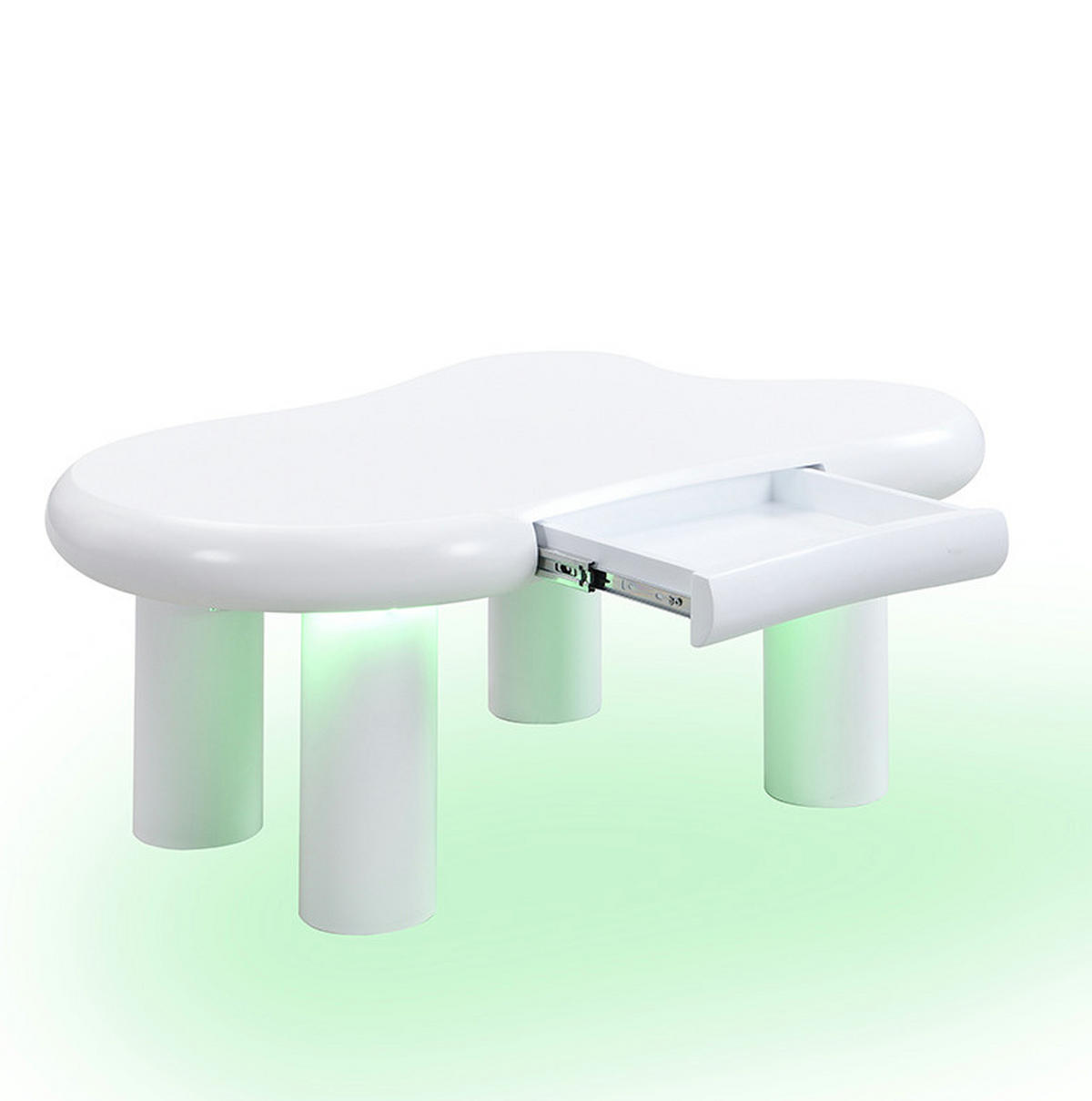 COUCHTISCH 98/65,5/40 cm aus MDF mit 16-farbiger LED-Beleuchtung und Schublade in Cloud-Form, Weiß - Weiß, Holzwerkstoff (98/65.5/40cm) - Redom