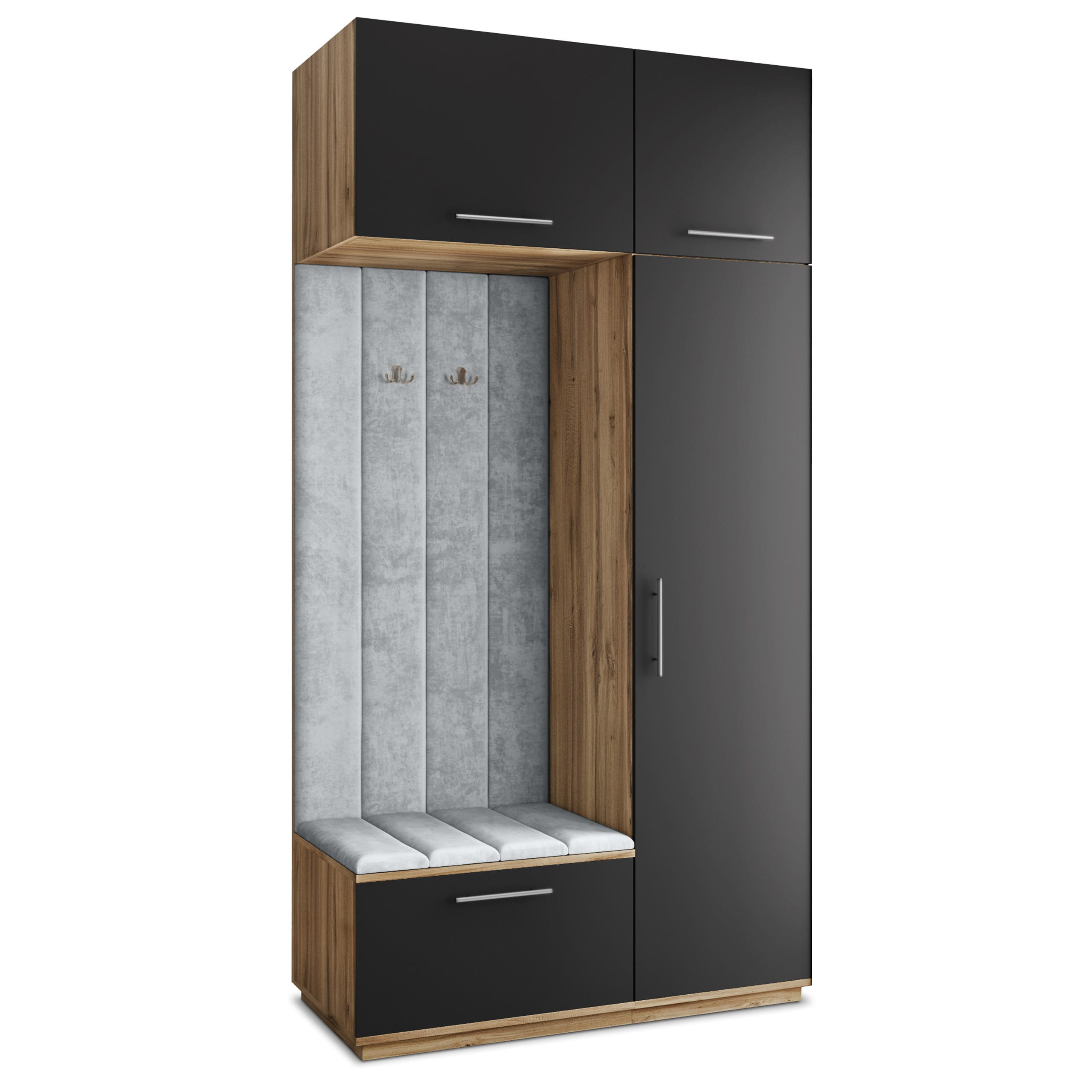 GARDEROBENSCHRANK REMA 120/240/60 cm Modern Eiche Wotan - Eiche Wotan/Schwarz, Holzwerkstoff (120/240/60cm) - MASSENO