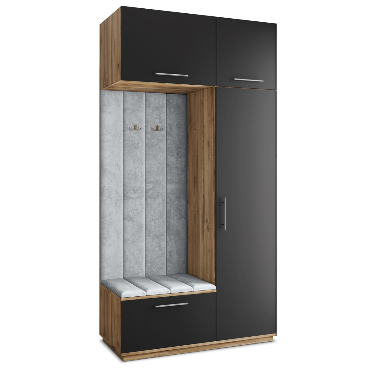 GARDEROBENSCHRANK REMA 120/240/60 cm Modern Eiche Wotan - Eiche Wotan/Schwarz, Holzwerkstoff (120/240/60cm) - MASSENO