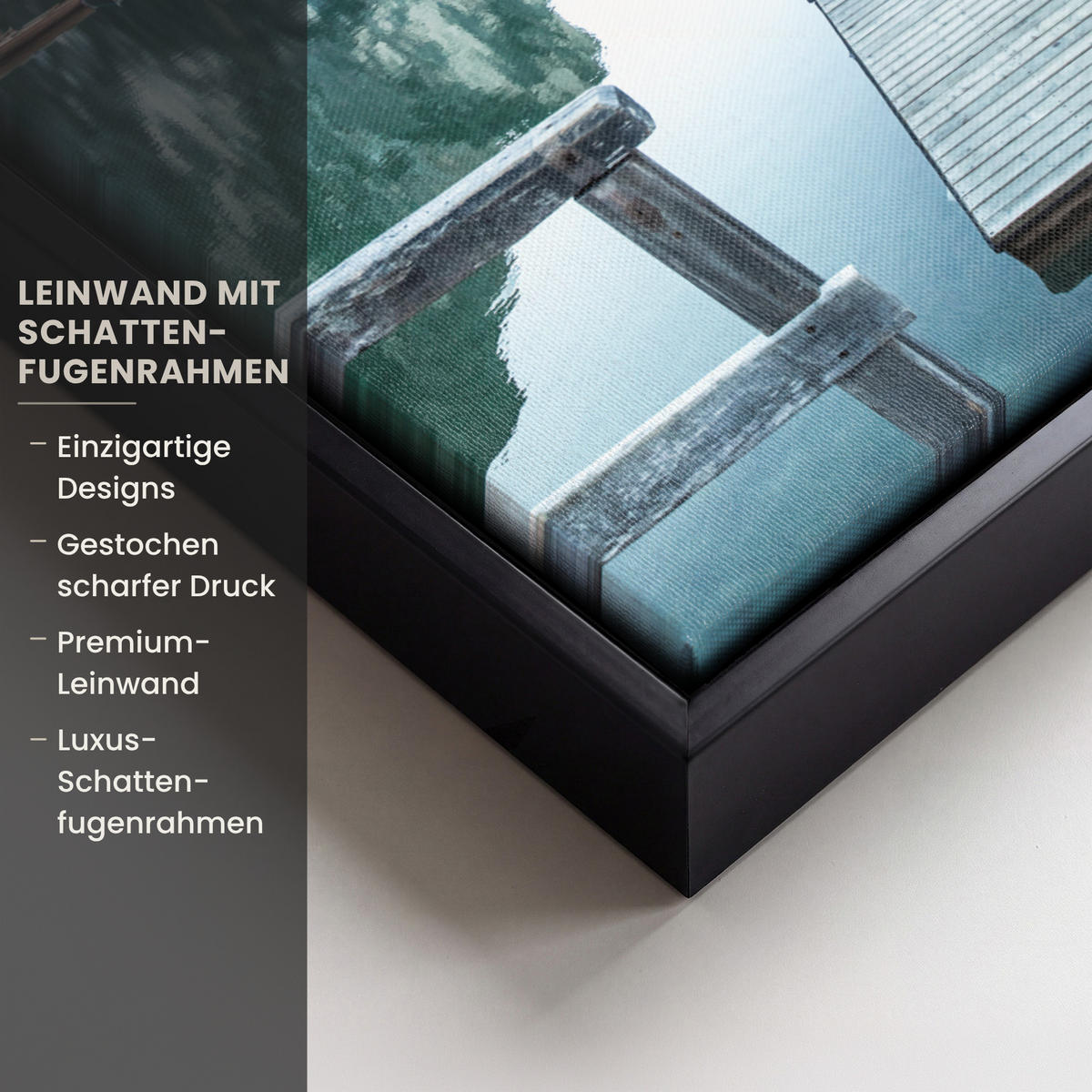 LEINWAND Bilder mit Rahmen - Natur - Berge - Schnee - Wald - Boot - 30x40 - Hellgrün, Textil (30/40cm) - MuchoWow