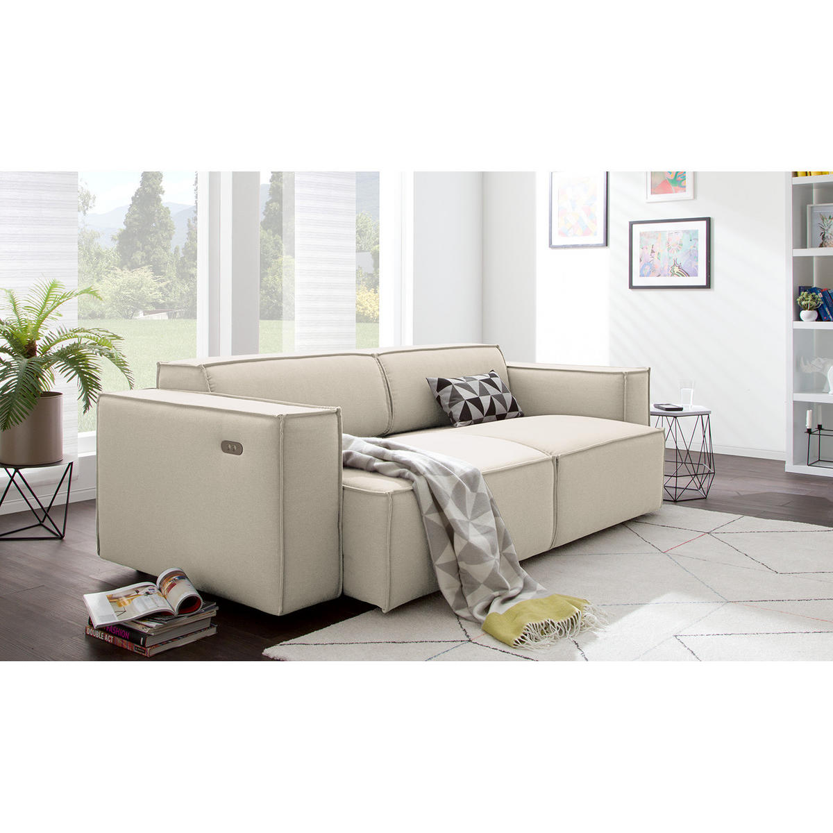 2,5-SITZER SOFA - Weiß, Textil (223/70/96cm) - home24