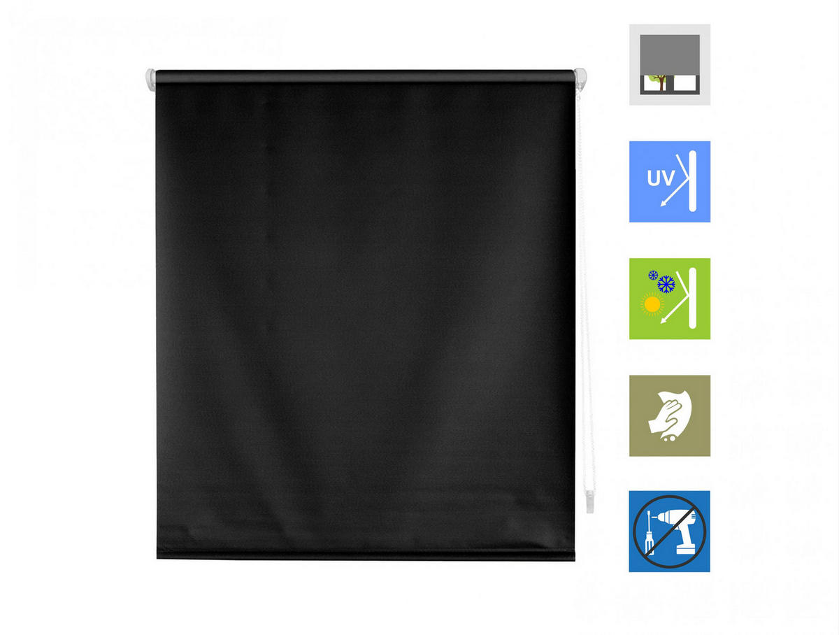 ROLLO Easyfix Polyester Opaque SCHWARZ 37x180 - Schwarz, Textil (37/180/1cm) - Purline