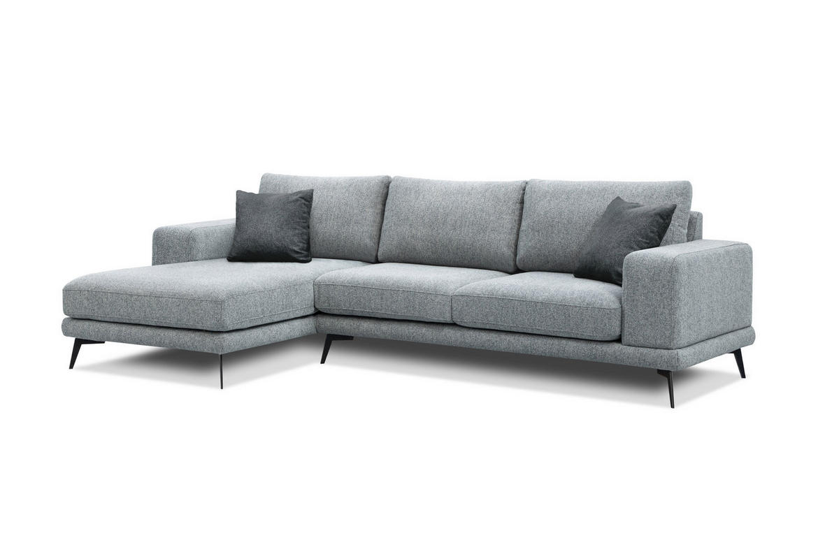 ECKSOFA MEDIOLANE 5-Sitzer, silberfarben - Silberfarben, Holzwerkstoff/Textil (158/282cm) - Courtois Laville