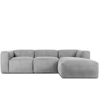 ECKMODULSOFA-RECHTS BUFFO mit extrem weicher und bequemer Sitzfläche, Kordstoff, hellgrau - Hellgrau, Textil (297/180cm) - KONSIMO®