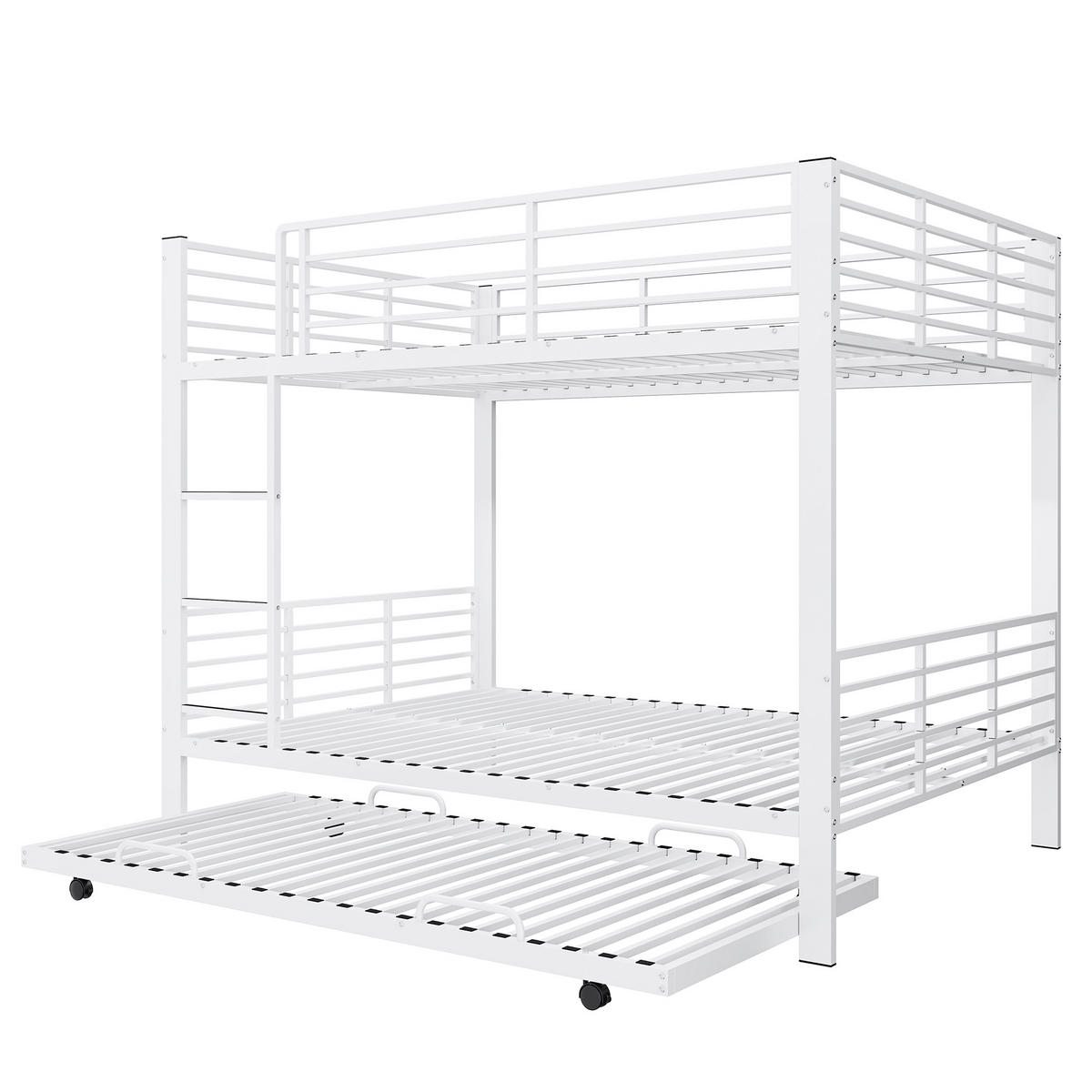 ETAGENBETT 140/200 cm DE-33080 mit Ausziehbett und Rausfallschutz Weiß - Weiß, Metall (140/200cm) - ComfortXL