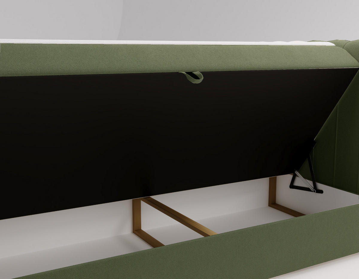 BOXBETT OSLO mit Bettkasten Stoff Komodo Grün 120x200 cm - Grün, Holz (120/200cm) - Kaiser Möbel