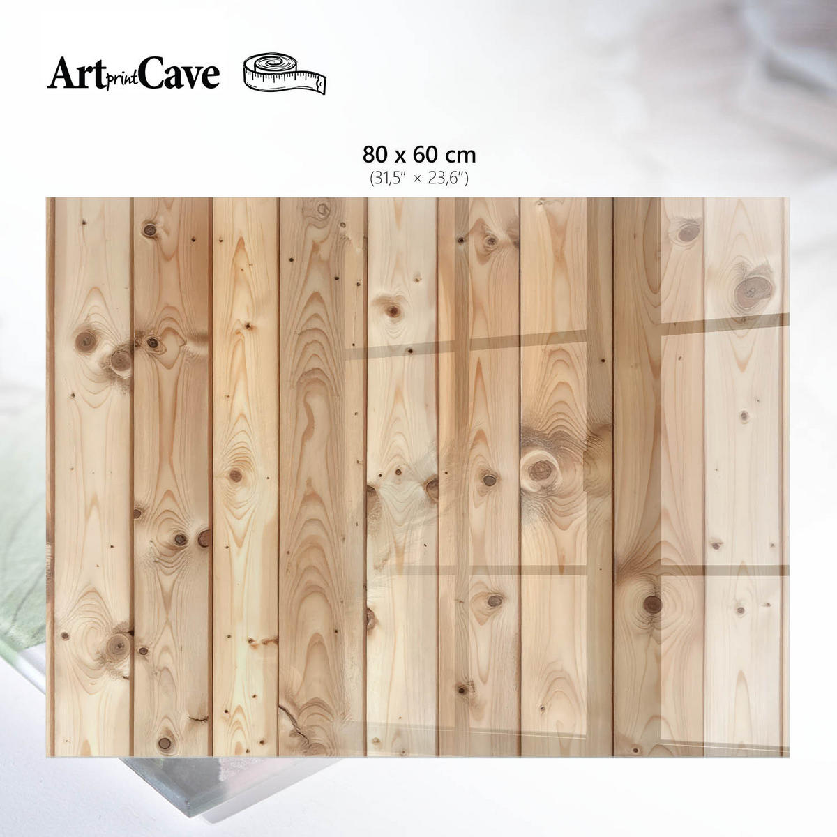GLASPLATTE 80x60 cm – Warmes Holz - Braun, Glas (0.4/80/60cm) - ArtPrintCave