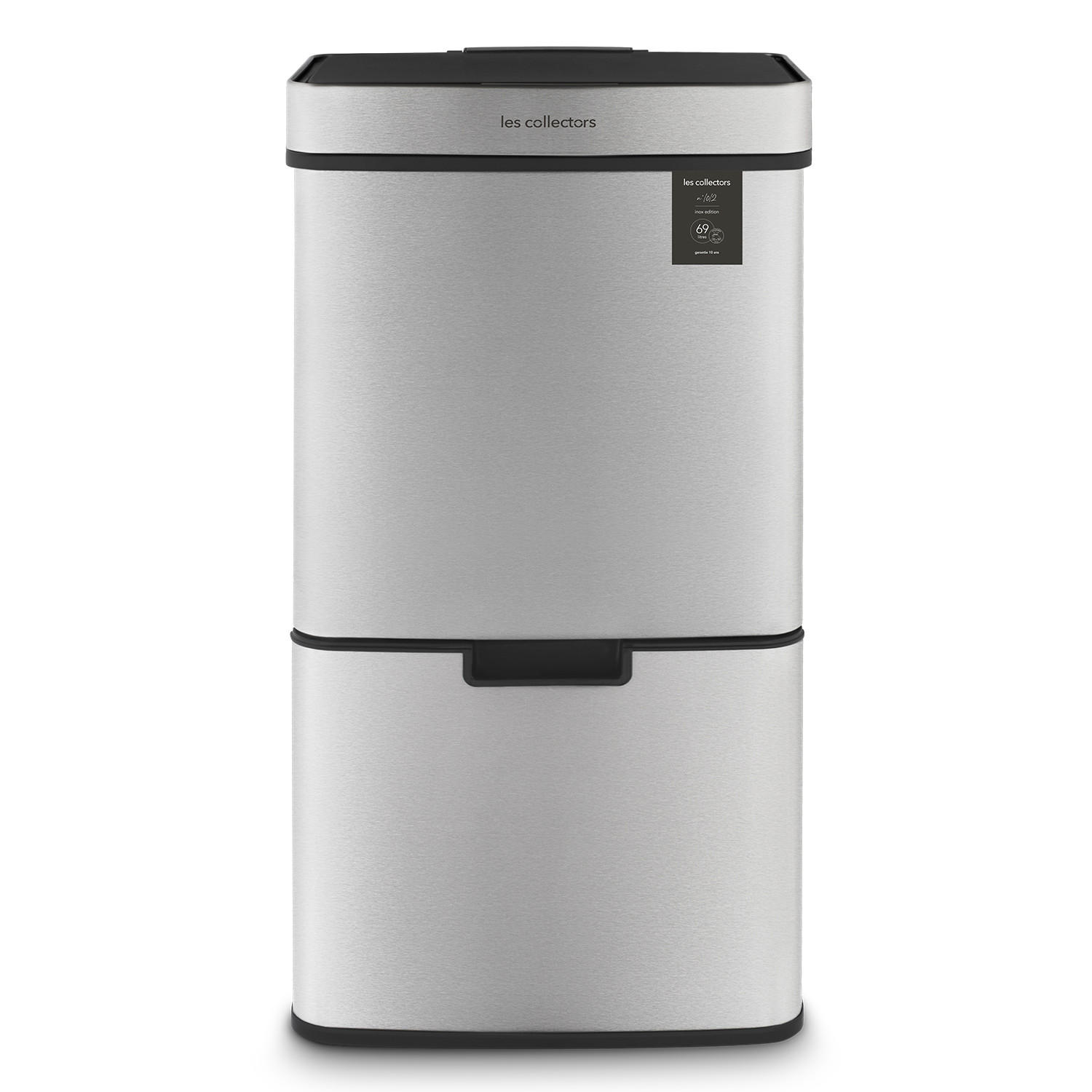 RECYCLINGMÜLLEIMER 69L, 2 x 11L 1 x 47L Behälter inox edition N°1012 - Silberfarben, Metall (42/83/31cm) - Les Collectors