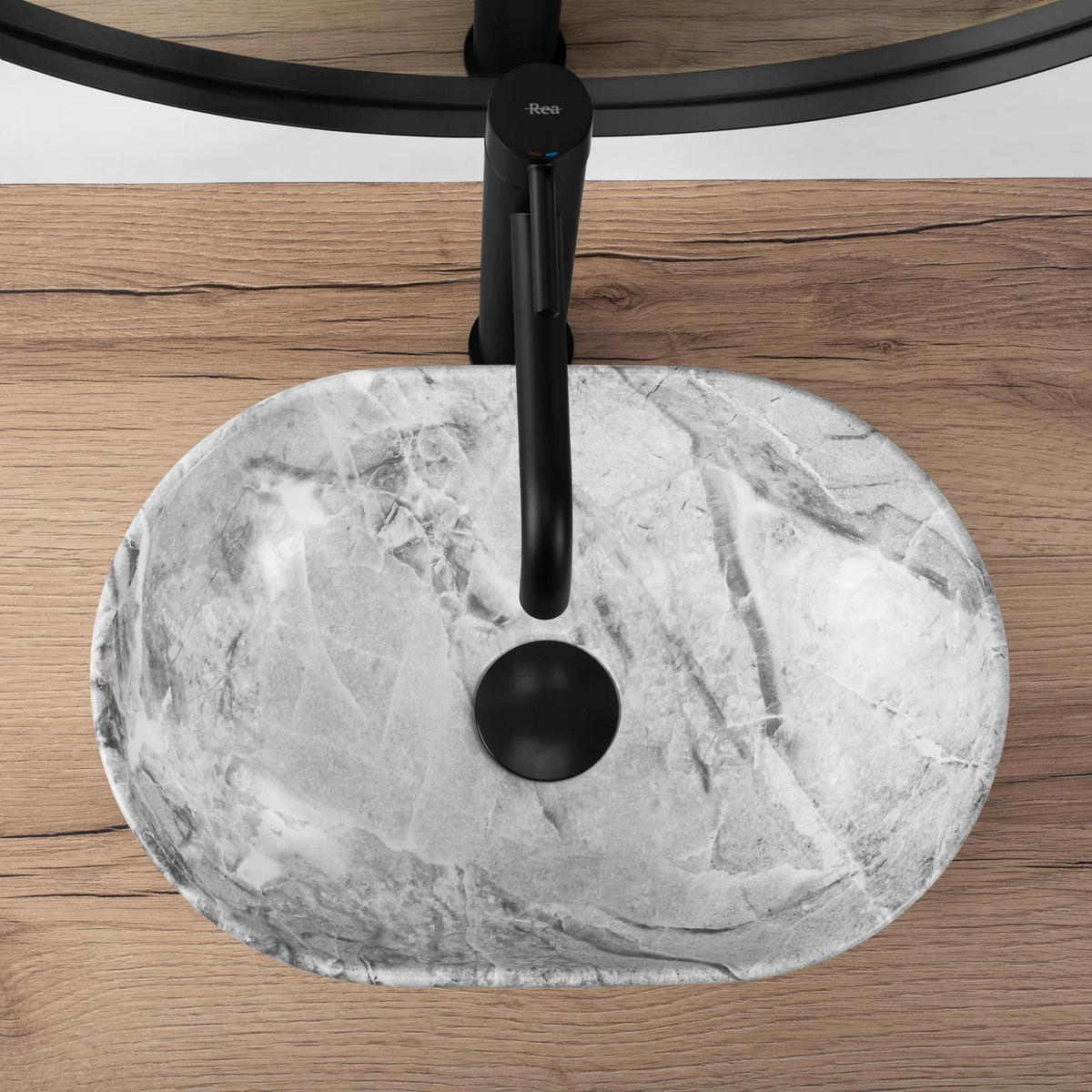 AUFSATZWASCHBECKEN Rea Amelia Mini Stone Matt - Hellgrau, Keramik (26/12/38cm) - REA