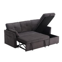 SCHLAFSOFA mit Stauraum, Ausziehbett und wechselbarer Chaiselongue - Dunkelgrau, Textil (206/66/108cm)