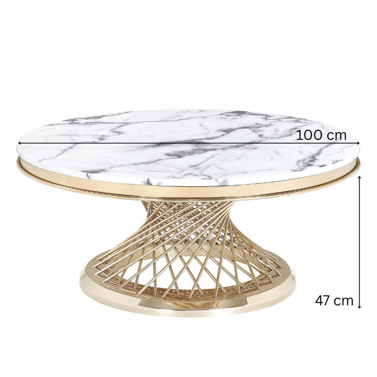 COUCHTISCH Weiß echtes Marmor 100 cm - Weiß, Stein (100/100/47cm) - alesvelt
