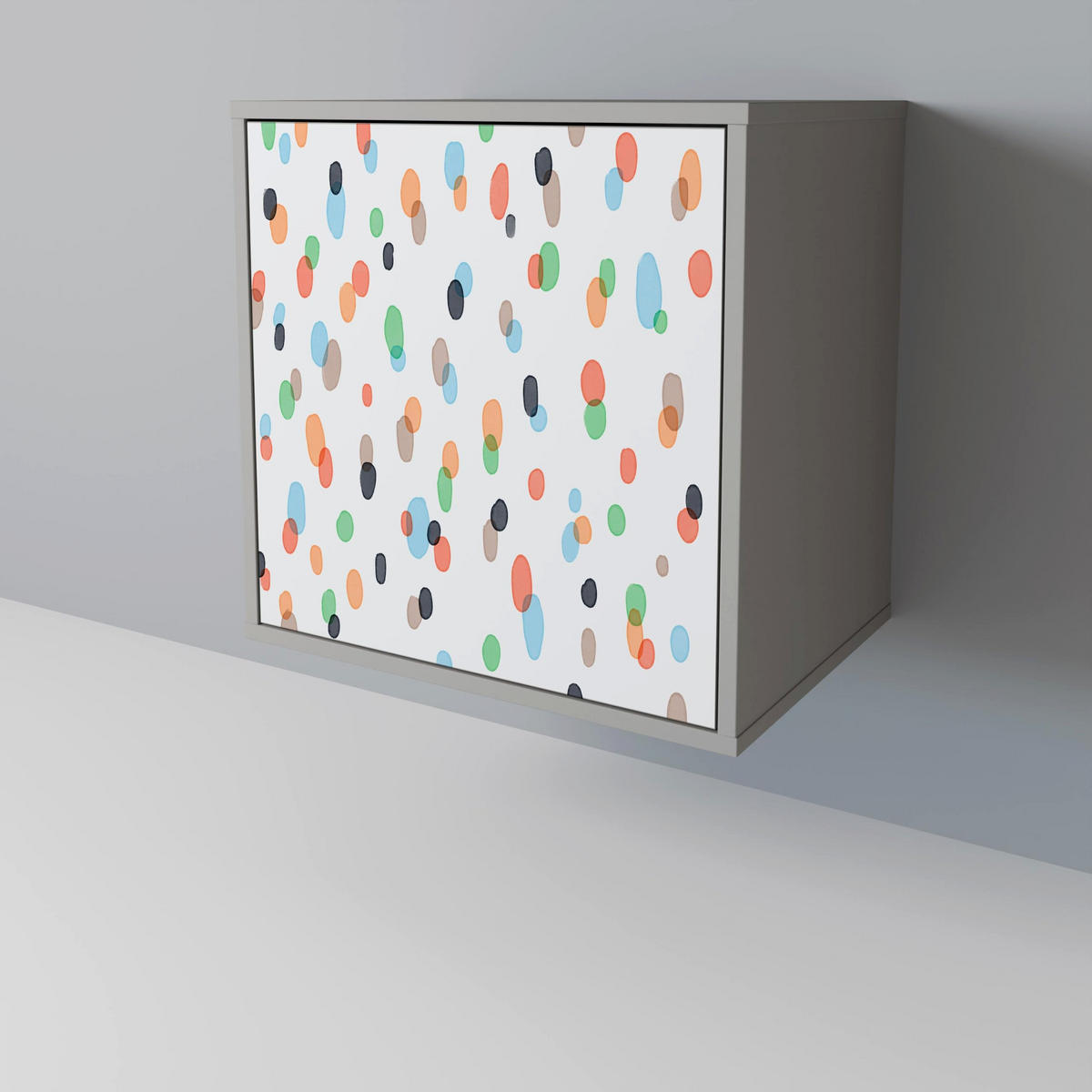 SIDEBOARD ENERGETIC SPOTS, Grau, 57,5x42x75,5 cm, Goldfarbene Metallfüße - Goldfarben/Multicolor, Holzwerkstoff/Metall (57.5/75.5/42cm) - SpaceRebels