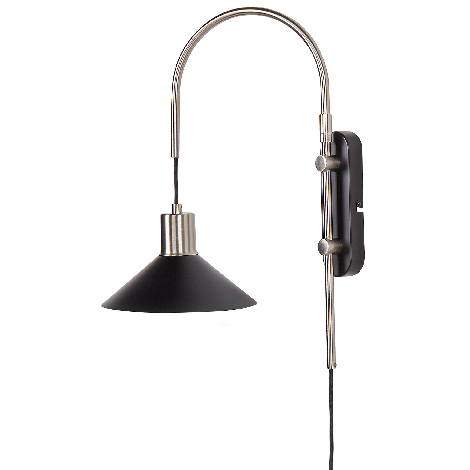 WANDLAMPE Schwarz/Silber Sissa - Silberfarben/Schwarz, Metall (20/44/35cm) - Beliani