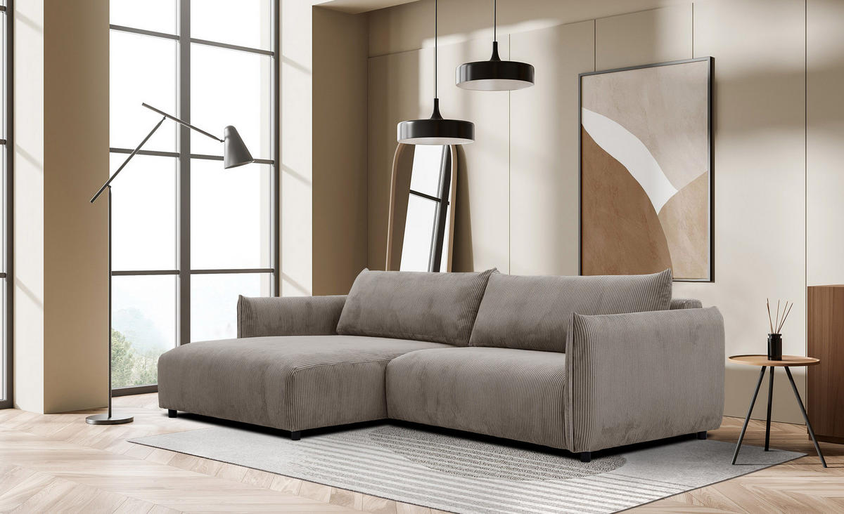 ECKSOFA TAUER 5-Sitzer, taupe - Taupe/Schwarz, Holzwerkstoff/Kunststoff (174/292cm) - Courtois Laville