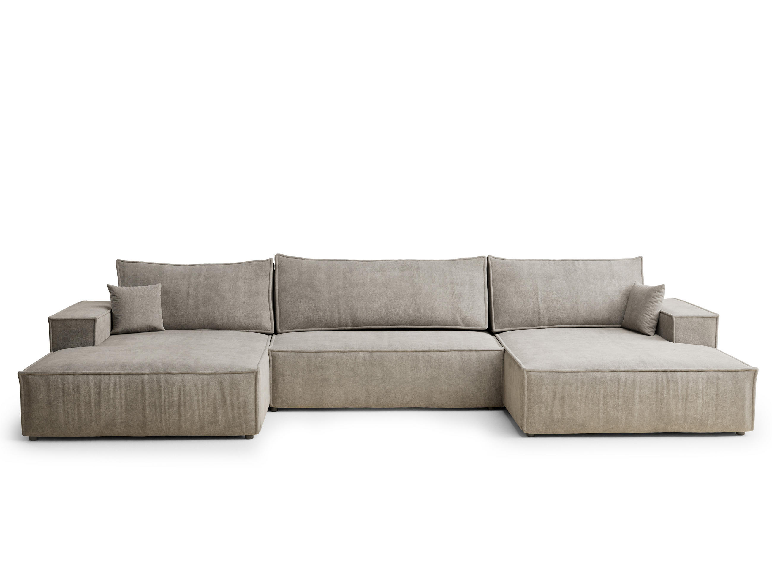 WOHNLANDSCHAFT Kyoto Braun Webstoff - Schwarz/Braun, Holz/Holzwerkstoff (398/70/148cm) - Maison de Reve