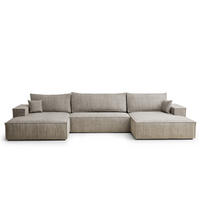 WOHNLANDSCHAFT Kyoto Braun Webstoff - Schwarz/Braun, Holz/Holzwerkstoff (398/70/148cm) - Maison de Reve