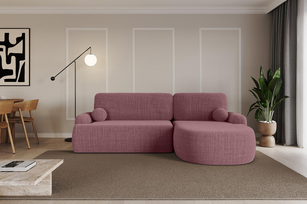 ECKSOFA mit Schlaffunktion und Bettkasten LIRA-L - 264x172x89 Altrosa - Altrosa, Holzwerkstoff/Textil (172/264cm) - ALTDECOR