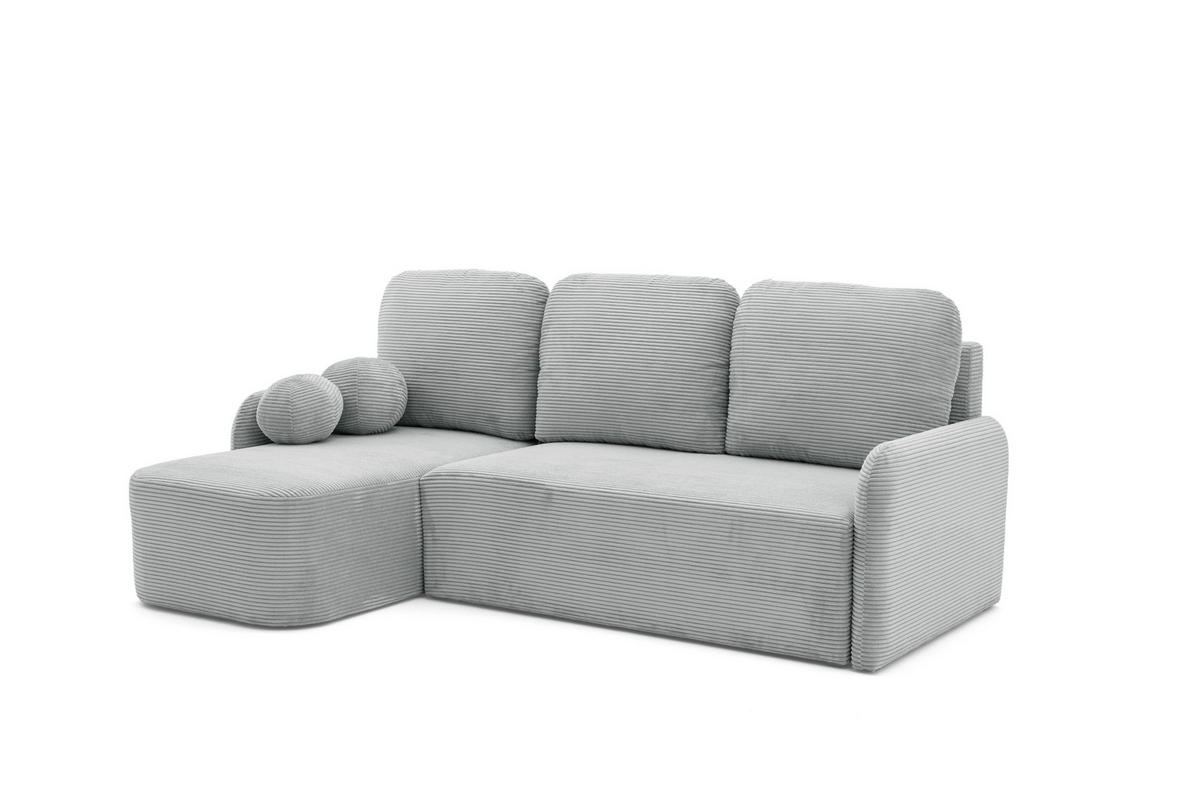 ECKSOFA CASPER L Links mit Schlaffunktion 132x198 Cord Grau - Schwarz/Grau, Holz/Kunststoff (217/145cm) - NACANAPA